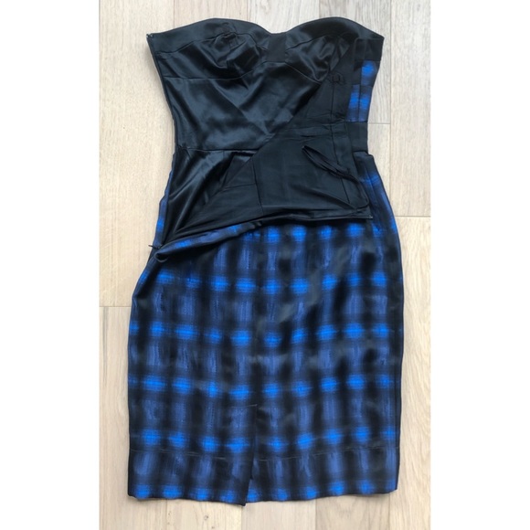 DVF Diane von Furstenberg “Little Ann” Blue Plaid Bustier Strapless Dress SZ 4 - Picture 11 of 17